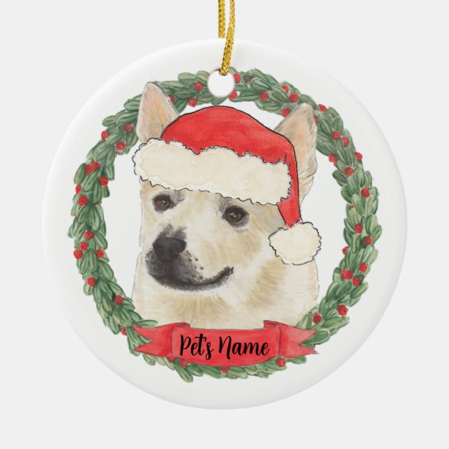 Personlig Norsk Buhund Jul Julgransprydnad Keramik (Framsidan)