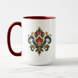 Personlig norsk rosemaling folkkunst mugg