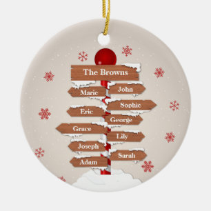 Personlig North Pole 10 Family Namn Julgransprydnad Keramik