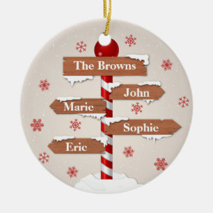 Personlig North Pole 4 Family Namn Julgransprydnad Keramik
