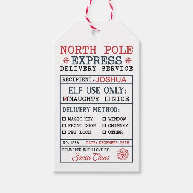 Personlig North Pole Express Delivery Presentetikett (Framsidan)