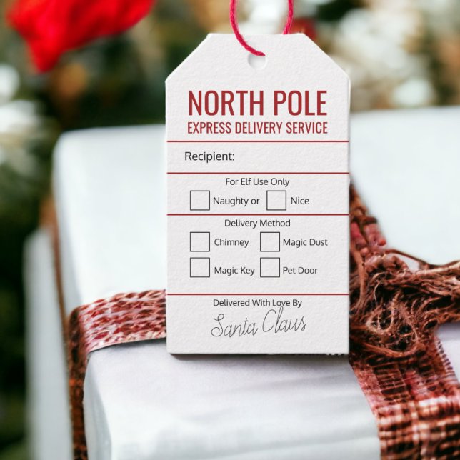Personlig North Pole Express-leverans jul Presentetikett (Personalized North Pole Express Delivery Christmas Gift Tags from Ricaso)