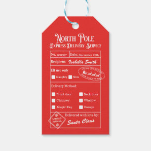 Personlig North Pole Speciell Delivery Santa Gif Presentetikett