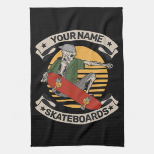 Personlig Nose Grab Skelett Skateboard Åkare Kökshandduk