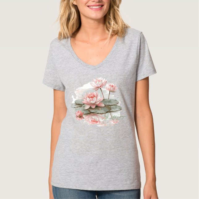 Personlig Nosgrå Lotusdamm T Shirt (Framsida)