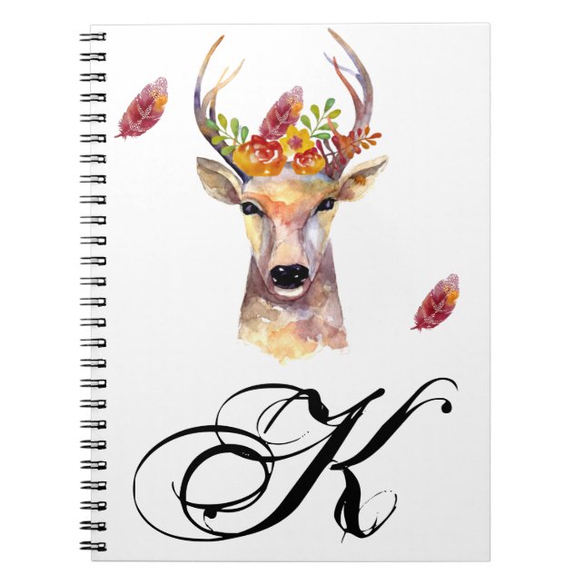 Personlig Note Bok boho hjort Buck head Brownin Anteckningsbok (Framsidan)