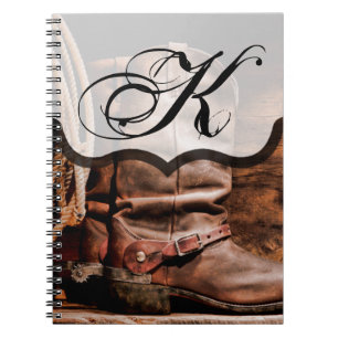 Personlig Note Bok Cowboy Boots Barn Wood Rust Anteckningsbok