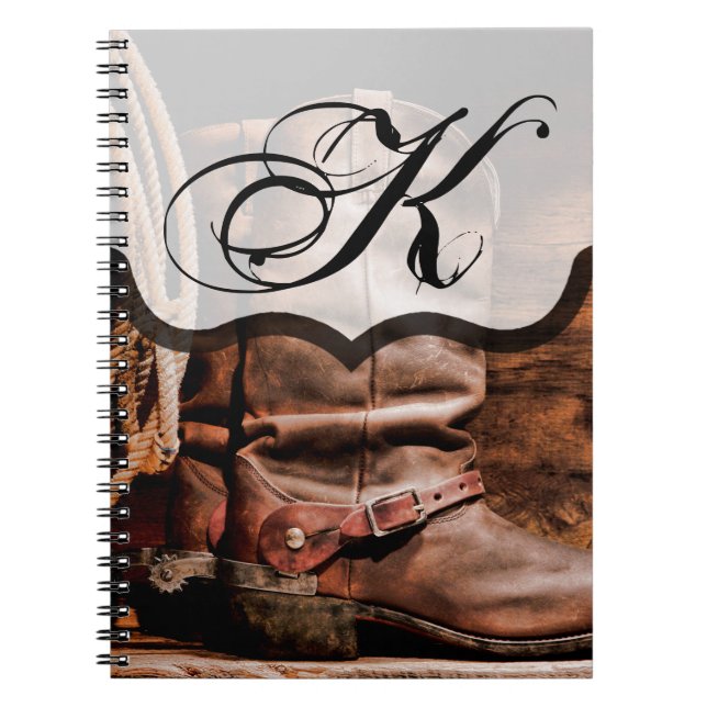 Personlig Note Bok Cowboy Boots Barn Wood Rust Anteckningsbok (Framsidan)