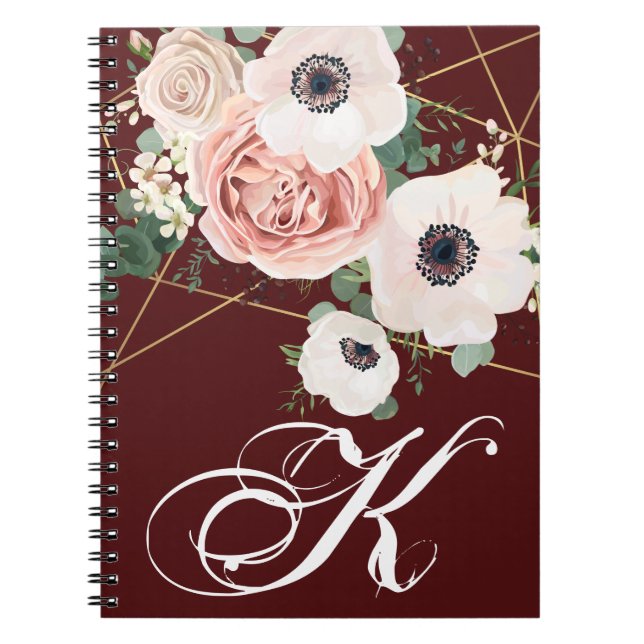 Personlig Note Bok Geometric Garden Ro Vin Anteckningsbok (Framsidan)