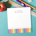 Personlig Note from Rainbow Teacher Anteckningsblo Anteckningsblock<br><div class="desc">Om du tittar för en användbar lärarpresent är denna Personlig Note from Rainbow Teacher Anteckningsblock ett sött tillägg till hennes lärarstall. De färgstarka regnbågarna pennerar ge perfektens beröring för hennes skrivbordsdeka. Du kan anpassa det här regnbågsprogrammet till lärarveckan eller en julklapp, en liten gåva till anteckningsblocket från student. Ursprunglig design...</div>
