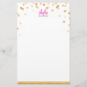 PERSONLIG NOTE-poka prick konetti fet guld glitter Brevpapper