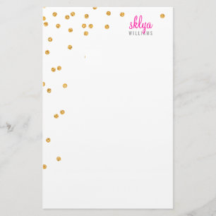 PERSONLIG NOTE-poka prick konetti fet guld glitter Brevpapper