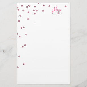 PERSONLIG NOTE-poka prick konetti rosa glitter Brevpapper