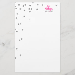 PERSONLIG NOTE-poka prick konetti silver glitter Brevpapper