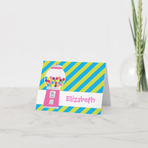 Personlig Notecard med stripe Gumball Maskin Anteckningskort