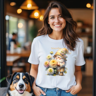 Personlig November Birth Month Garden Gnome T Shirt