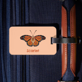 Personlig November Citrine Monarch Butterfly Bagagebricka
