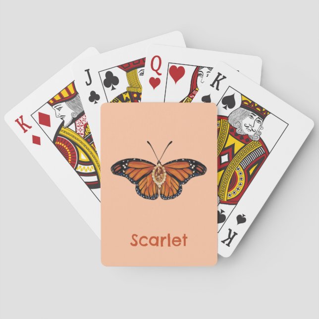 Personlig November Citrine Monarch Butterfly Casinokort (Baksidan)
