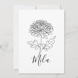 Personlig novemberkrysantemum födelsedagsblomma inbjudningar