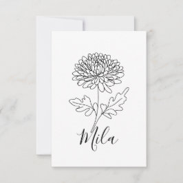 Personlig novemberkrysantemum födelsedagsblomma tack kort