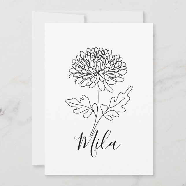 Personlig novemberkrysantemum födelseteckensblomma inbjudningar (Framsida)