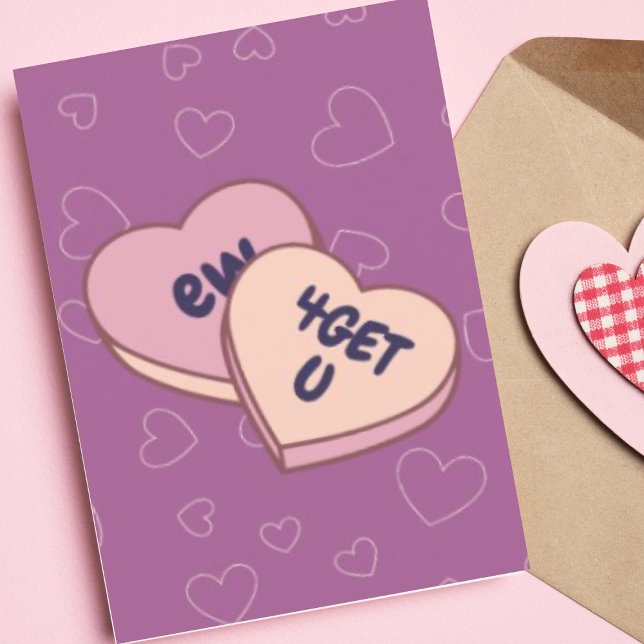 Personlig nu Candy Heart Modern Anti-Valentineser Helgkort (Buy or Download Now!)