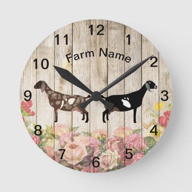 Personlig Nubian Dairy Goat Farm Round Clock Rund Klocka (Framsida)