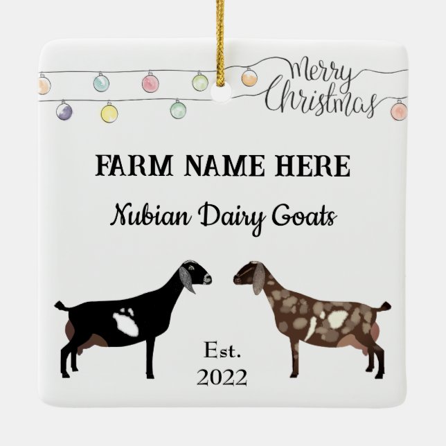 Personlig Nubian Dairy Goat White-jul Julgransprydnad Keramik (Baksida)