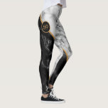 personlig Numbers Leggings Black White Marble<br><div class="desc">Trendig Black & White Marble Stone - lägg till Brev / Number / etc.</div>