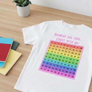 Personlig "Nummer är coola!" 1-100 DiagramRosa T Shirt