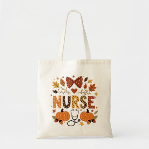 Personlig Nurse - Cute Pumpkin & Höst löv Tygkasse