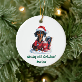 Personlig Nurse Dachshund Älskare jul Julgransprydnad Keramik