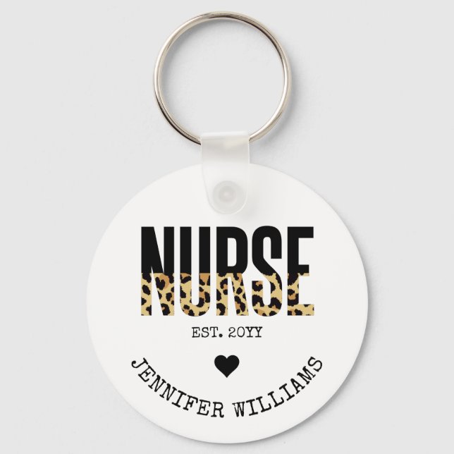 Personlig Nurse Est Cheetah Nurse-uppskattning Nyckelring (Framsida)