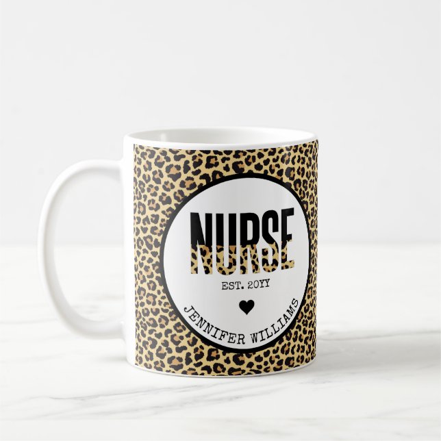 Personlig Nurse Est Cheetah RN Studenten Kaffemugg (Vänster)