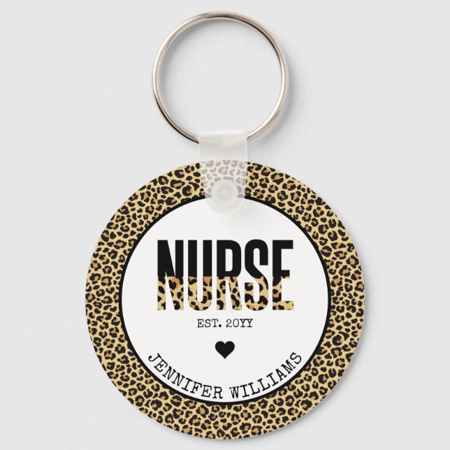 Personlig Nurse Est Cheetah RN Studenten Nyckelring (Framsida)