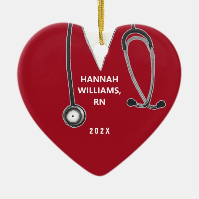 Personlig Nurse Gift Julgransprydnad Keramik (Framsidan)