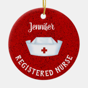 Personlig Nurse Hat Julgransprydnad Keramik