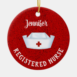 Personlig Nurse Hat Julgransprydnad Keramik