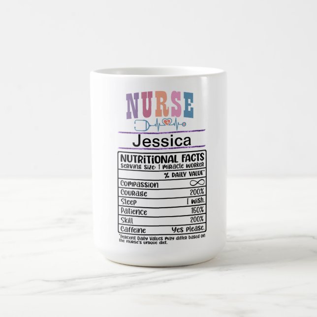 Personlig Nurse Nutritional Facts Funny Mug Kaffemugg (Center)