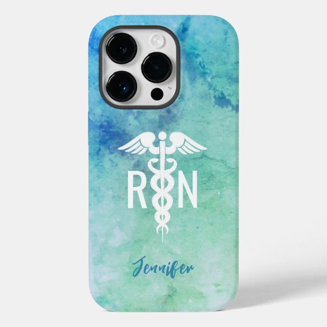 Personlig Nurse RN Aqua Blue Marble (Baksida)