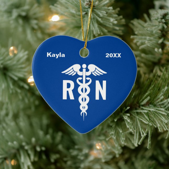 Personlig Nurse RN Medical Blue Studenten Julgransprydnad Keramik (Träd)