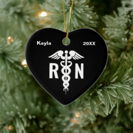 Personlig Nurse RN Medicinsk Hjärtformade Anpassni Julgransprydnad Keramik