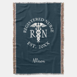Personlig Nurse RN Studenten Navy Blue White Filt