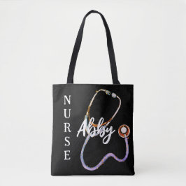 Personlig Nurse Stethoscope Minimalist Black Tygkasse