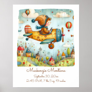 Personlig Nursery Art Child som flyger i Flygplan Poster