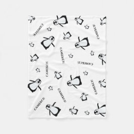 Personlig Nursery Black and white Penguin Fleecefilt