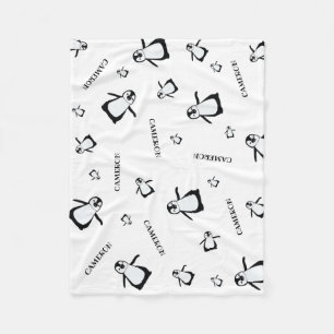 Personlig Nursery Black and white Penguin Fleecefilt