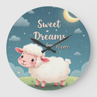 Personlig Nursery Clock - Fårbetning Natt S Stor Klocka
