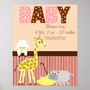 Personlig Nursery Mjukisdjur Nyfödd bebis Poster