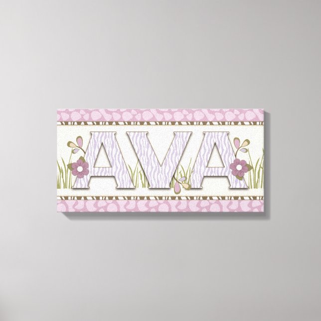 Personlig Nursery Namn Art Lila Jungle Theme Canvastryck (Framsida)